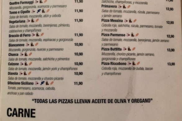 Carta Pizzas y Carne Pizzaiolo