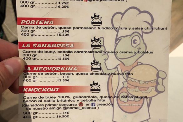 Carta Burgers Especiales Gancho y Directo