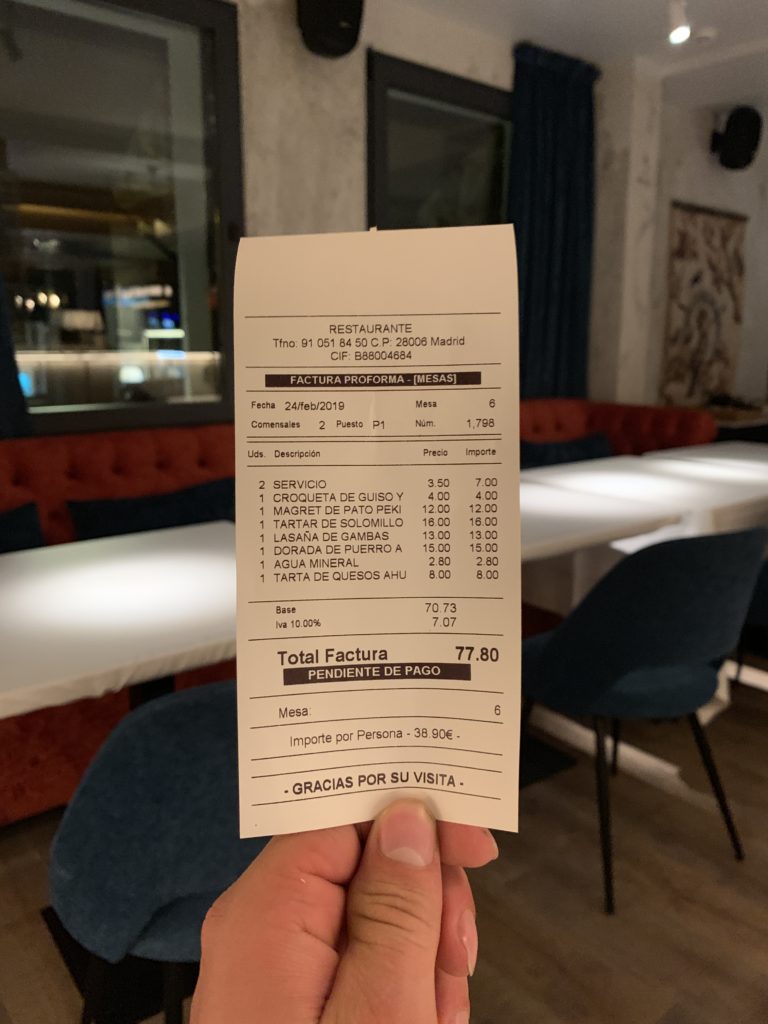 Ticket Cuenta Restaurante Pólvora